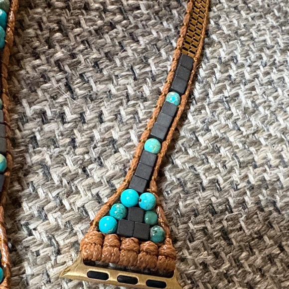 Turquoise Beaded Apple Watch Watch Band - Picture 4 of 7